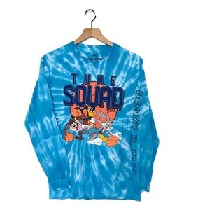 Space Jam Blue Tie-Dye Tune Squad Long Sleeve Crew Neck Shirt Women’s size Small